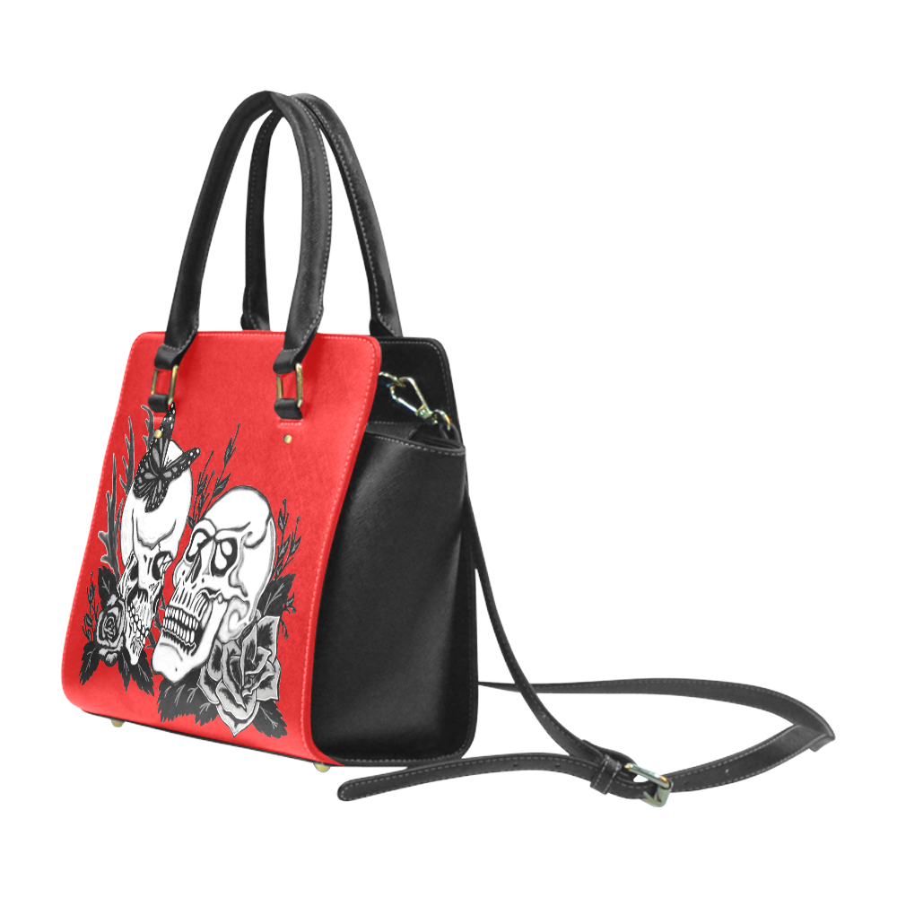 Eternal Love Black Metallic Red Classic Shoulder Handbag (Model 1653)