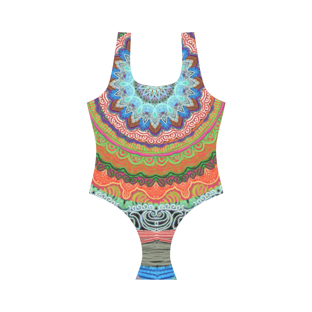 mandala neon 27 Vest One Piece Swimsuit (Model S04)