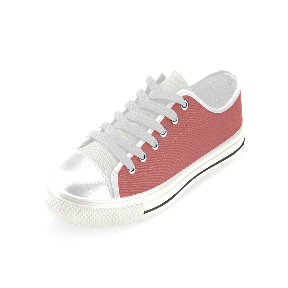 color indian red Low Top Canvas Shoes for Kid (Model 018)