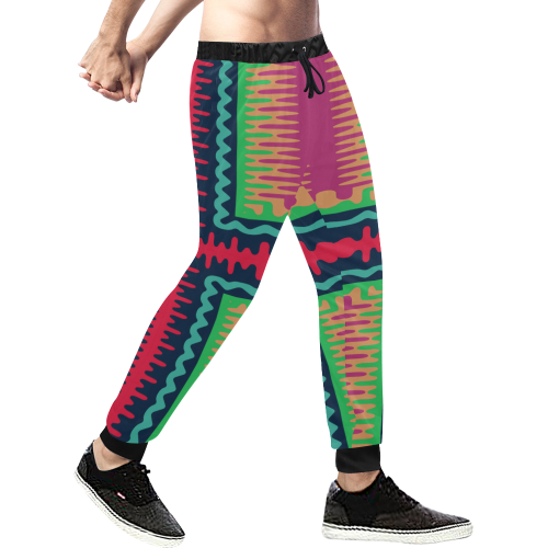 Waves in retro colors Men's All Over Print Sweatpants (Model L11)