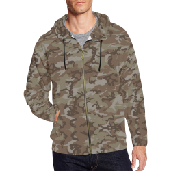 Woodland Desert Brown Camouflage All Over Print Full Zip Hoodie for Men/Large Size (Model H14)