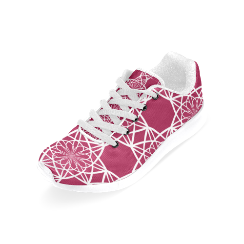 Dark Pink Flowers Women's Running Shoes/Large Size (Model 020)