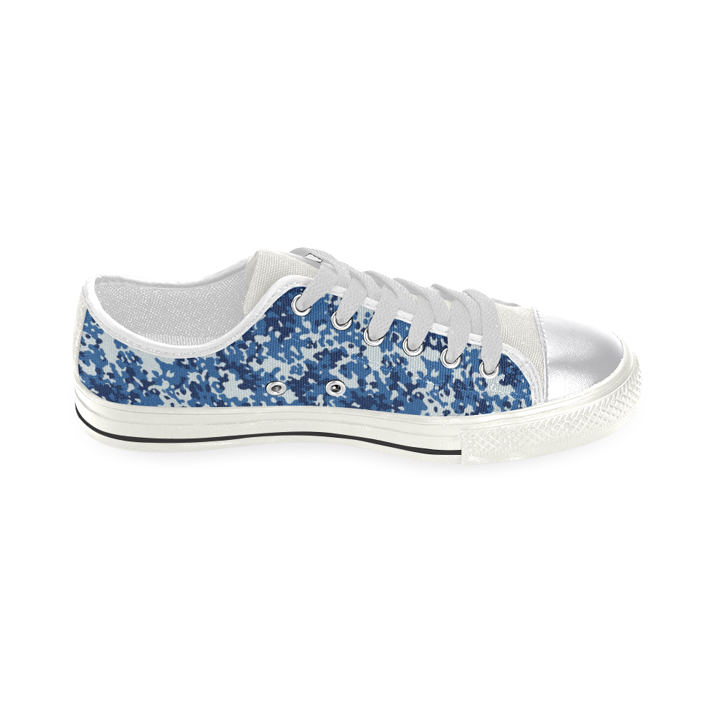 Digital Blue Camouflage Women's Classic Canvas Shoes (Model 018)