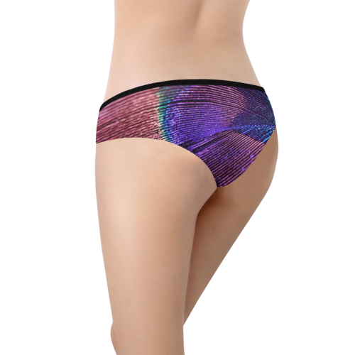 Purple Peacock Feather Women's Hipster Panties (Model L33)