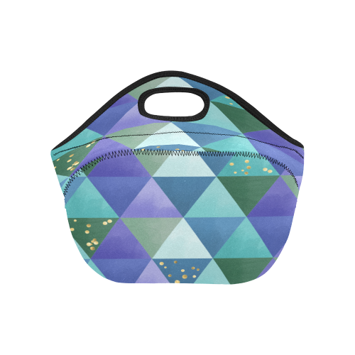 Triangle Pattern - Blue Violet Teal Green Neoprene Lunch Bag/Small (Model 1669)