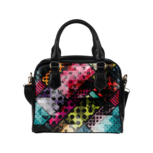 le Abstract geometric pattern with grunge elements Shoulder Handbag (Model 1634)