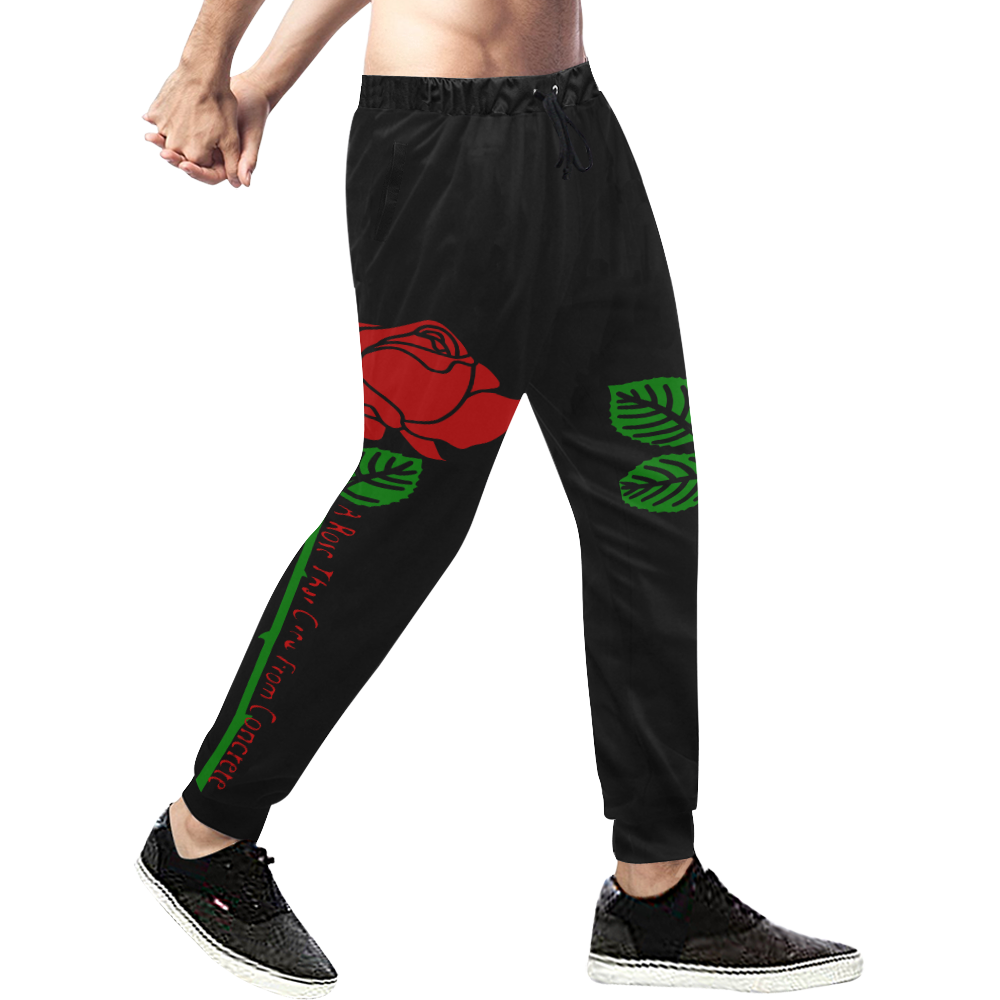 A Rose That Grew From Concrete Men's Joggers Men's All Over Print Sweatpants (Model L11)