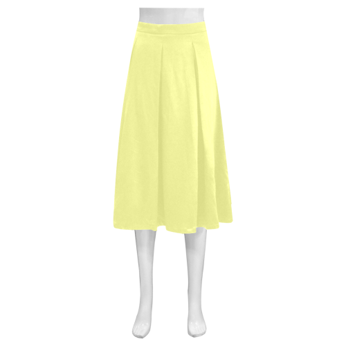 color canary yellow Mnemosyne Women's Crepe Skirt (Model D16)