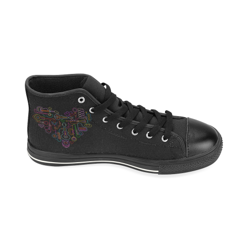 Musical Heart Neon High Top Canvas Shoes for Kid (Model 017)