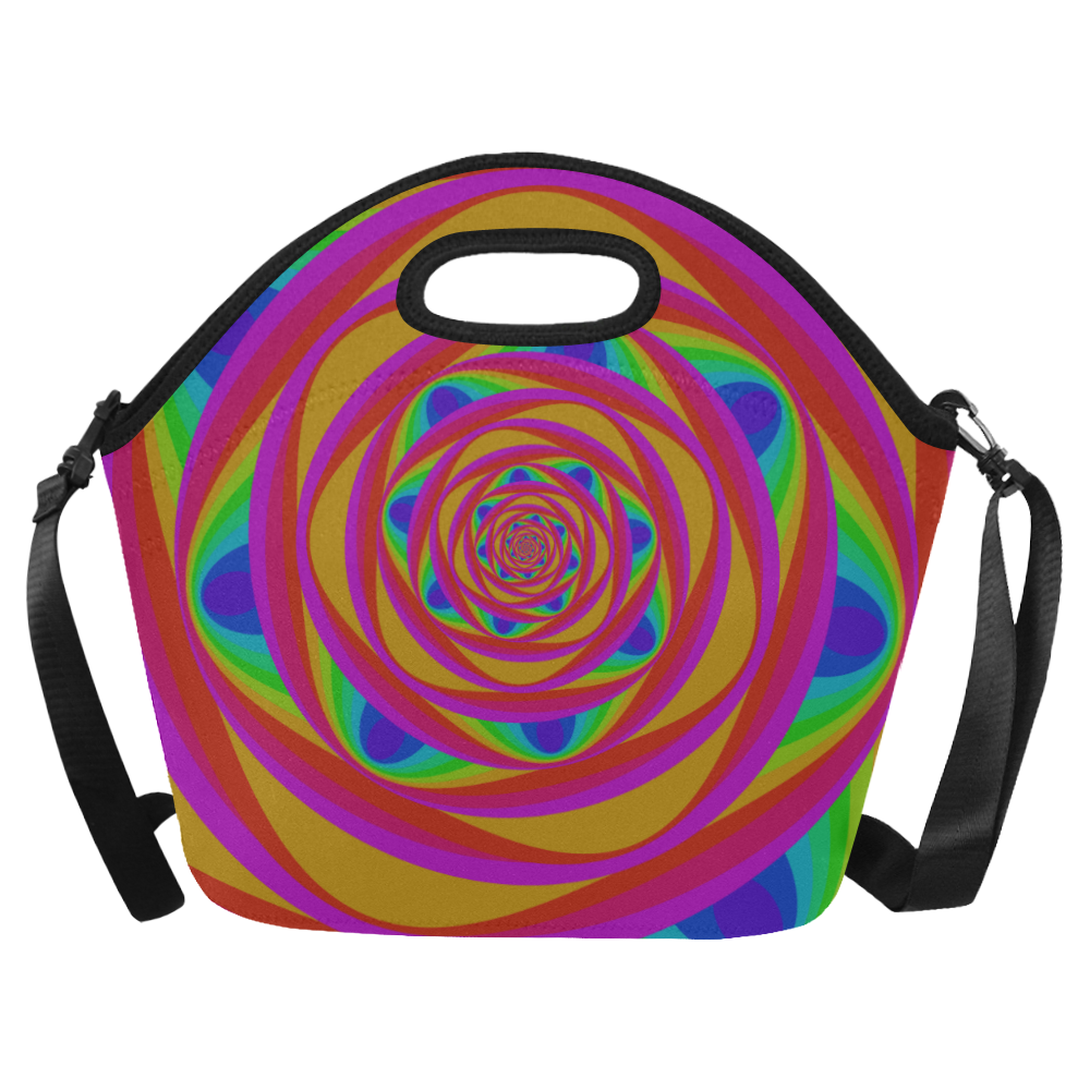Pink oval spiral Neoprene Lunch Bag/Large (Model 1669)