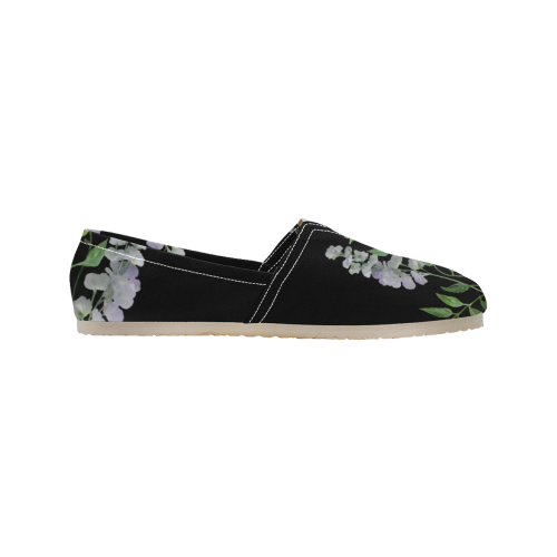 Purple tiny flower with shadow - floral watercolor Women's Classic Canvas Slip-On (Model 1206)