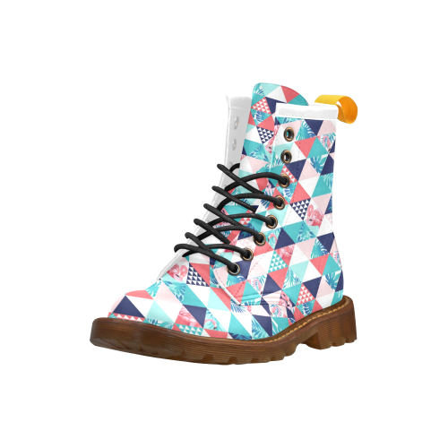 Flamingo Triangle Pattern High Grade PU Leather Martin Boots For Women Model 402H