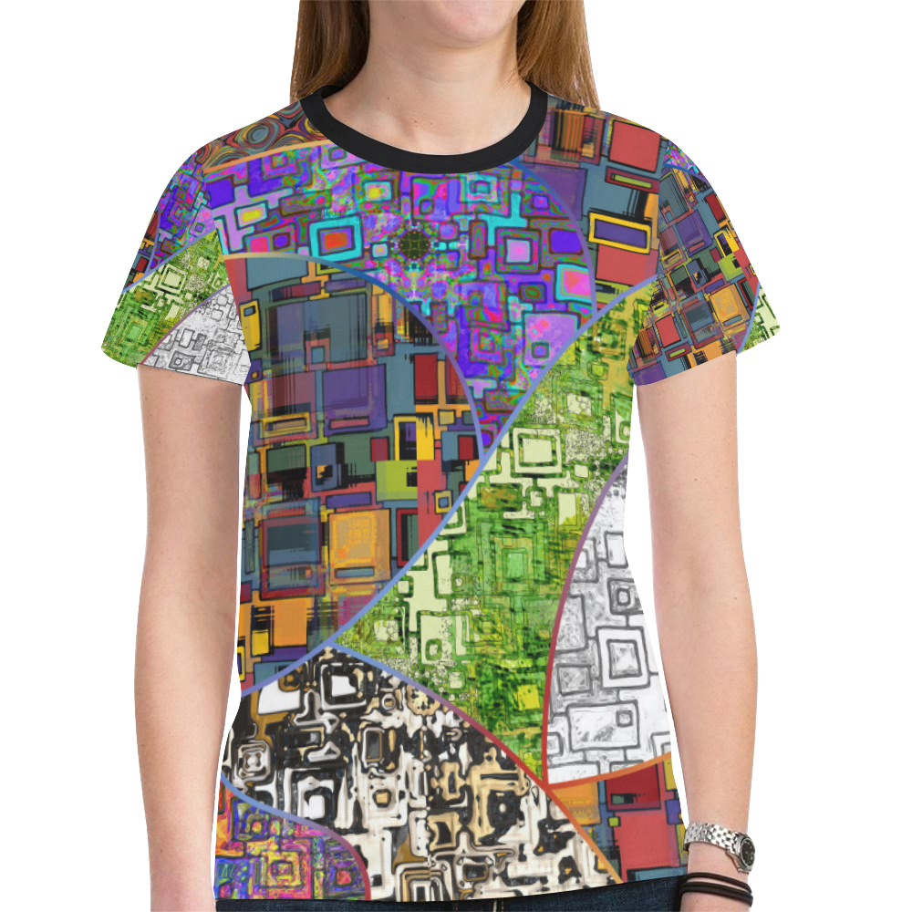 Abstract Rectangles Pattern Wallpaper 1 New All Over Print T-shirt for Women (Model T45)