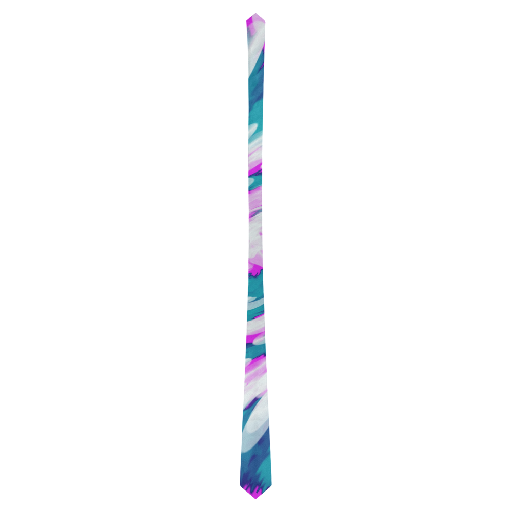 Turquoise Pink Tie Dye Swirl Abstract Classic Necktie (Two Sides)