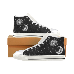 Mystic  Moon and Sun Women's Classic High Top Canvas Shoes (Model 017)