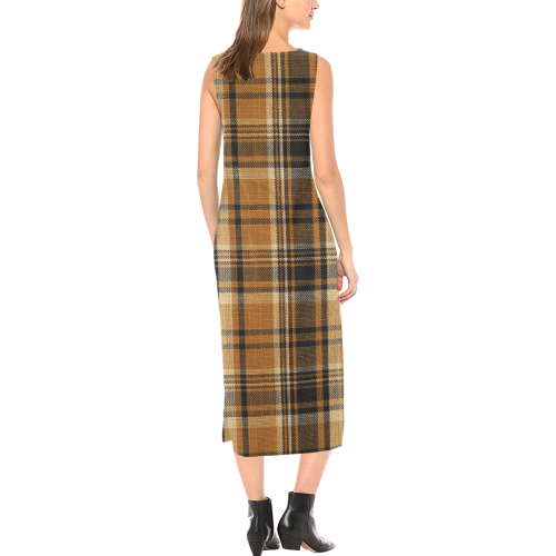 TARTAN DESIGN Phaedra Sleeveless Open Fork Long Dress (Model D08)