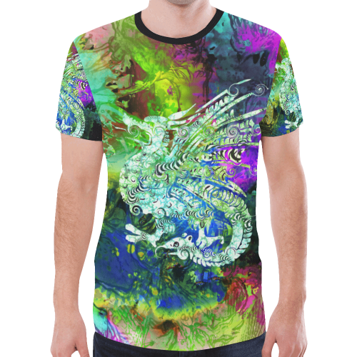 Colorful Abstract Splash Painting medival dragon New All Over Print T-shirt for Men (Model T45)