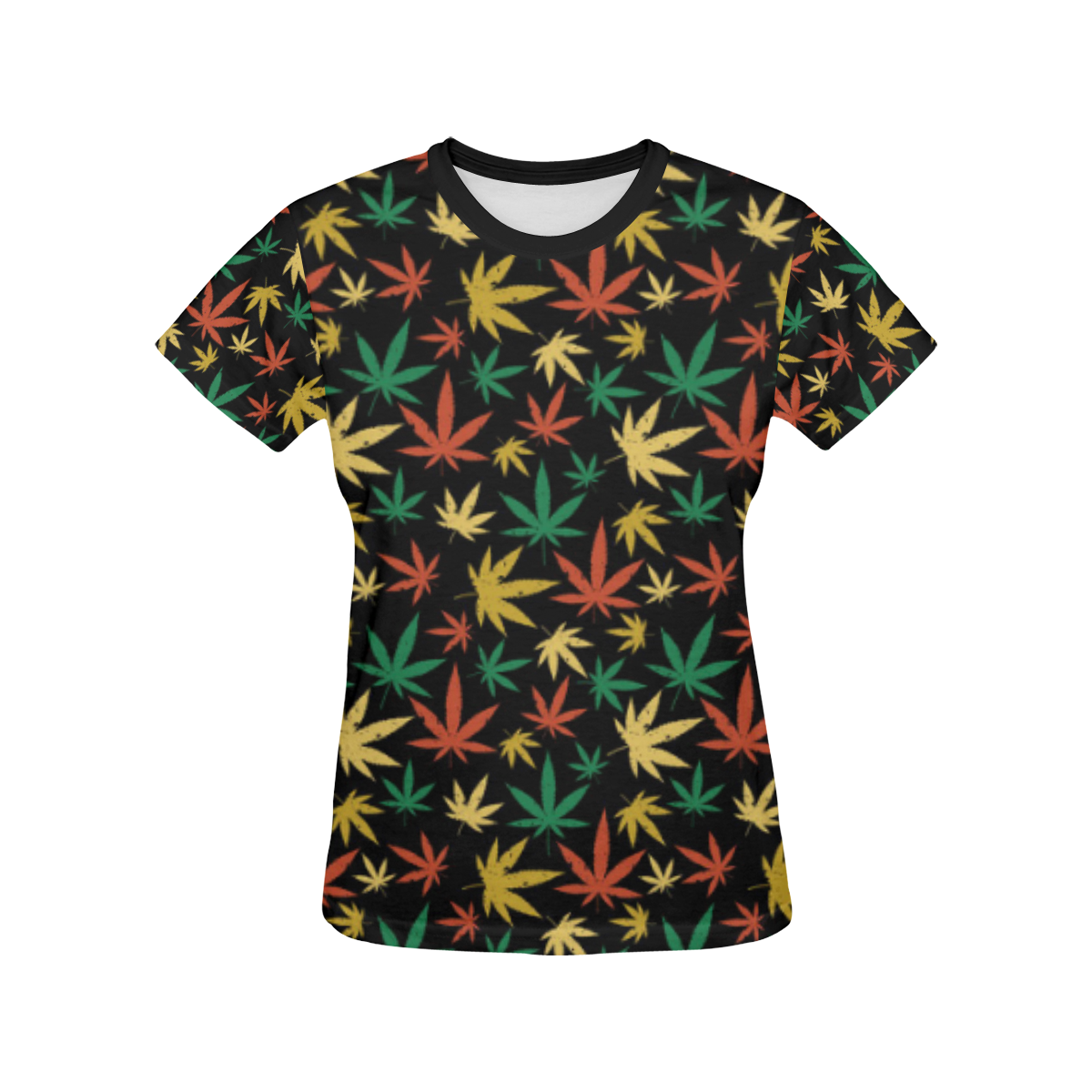Cannabis Pattern All Over Print T-shirt for Women/Large Size (USA Size) (Model T40)