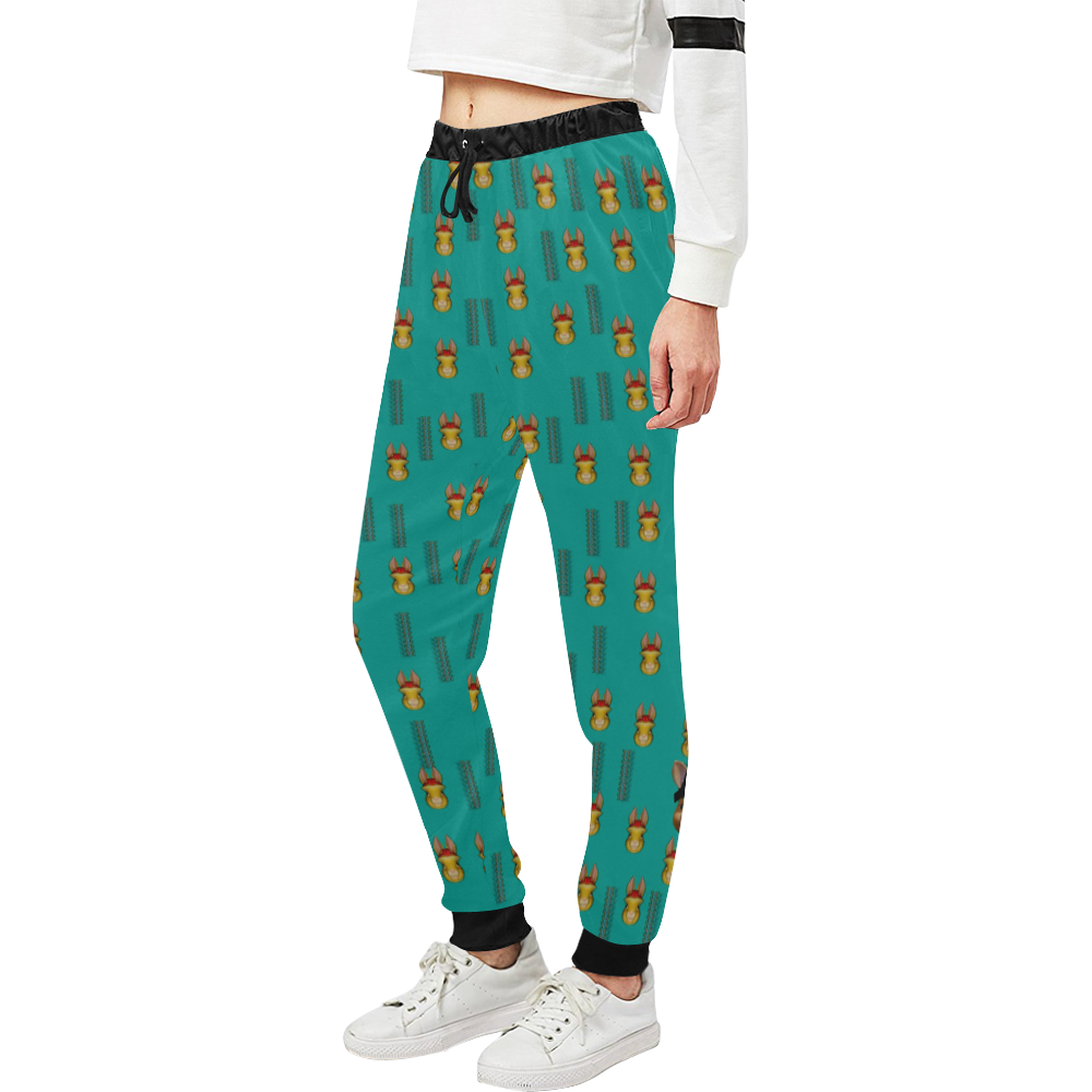 Happy rabbits in the green free grass Unisex All Over Print Sweatpants (Model L11)