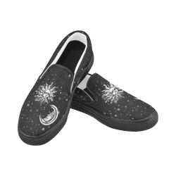 Mystic  Moon and Sun Men's Unusual Slip-on Canvas Shoes (Model 019)