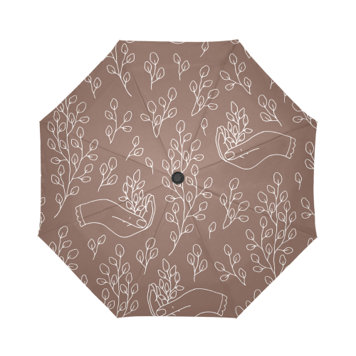 Brown Herbal Umbrella Auto-Foldable Umbrella (Model U04)