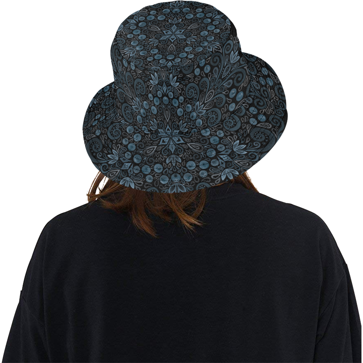 Blueberry Field, Blue, Watercolor Mandala All Over Print Bucket Hat