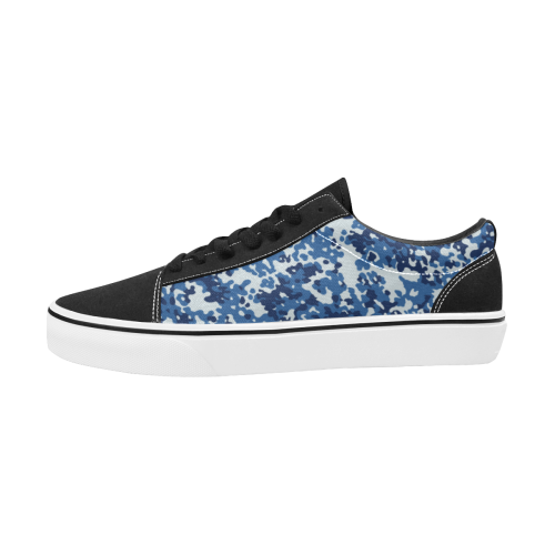 Digital Blue Camouflage Women's Low Top Skateboarding Shoes/Large (Model E001-2)