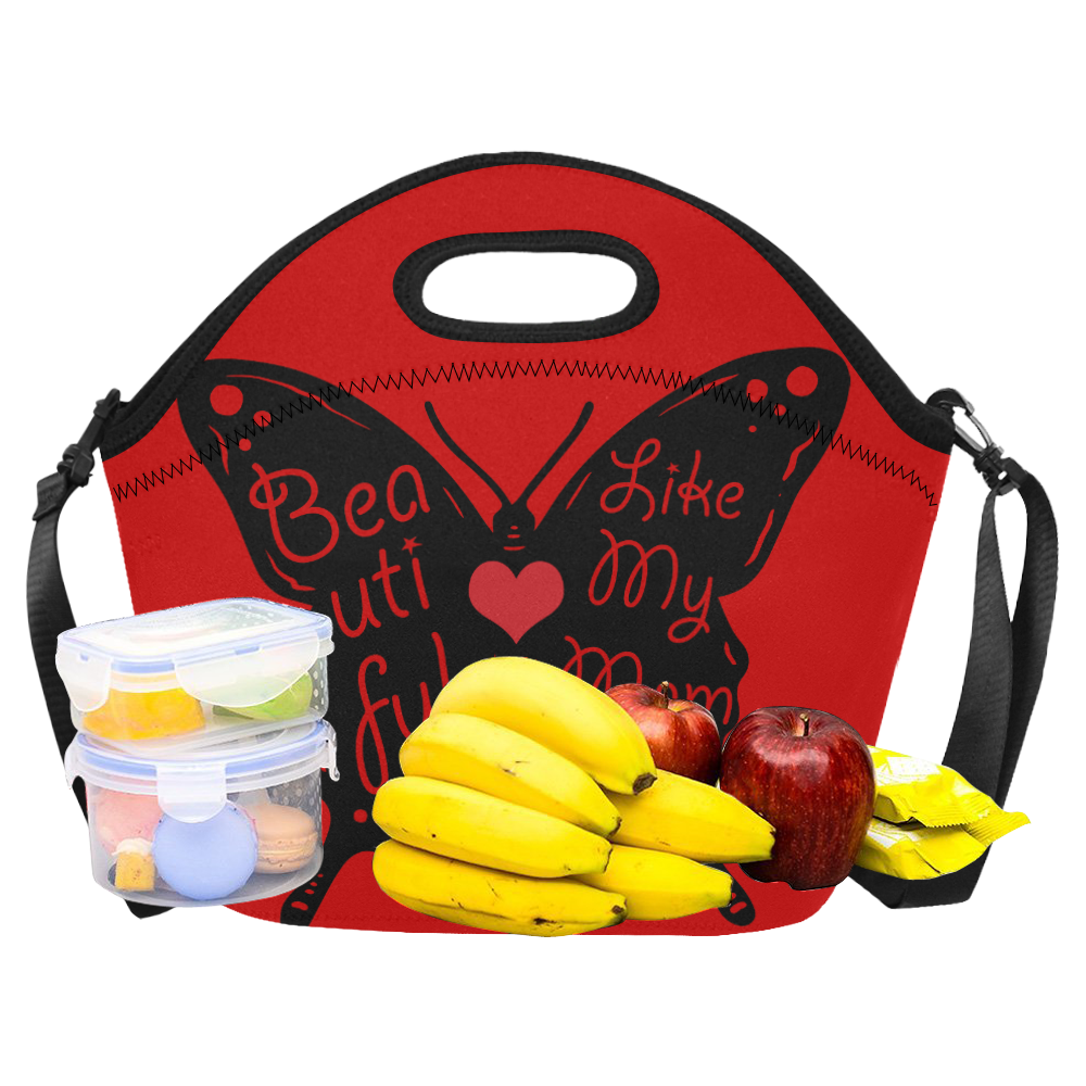 Beautiful LIKE MY MOM RED Neoprene Lunch Bag/Large (Model 1669)