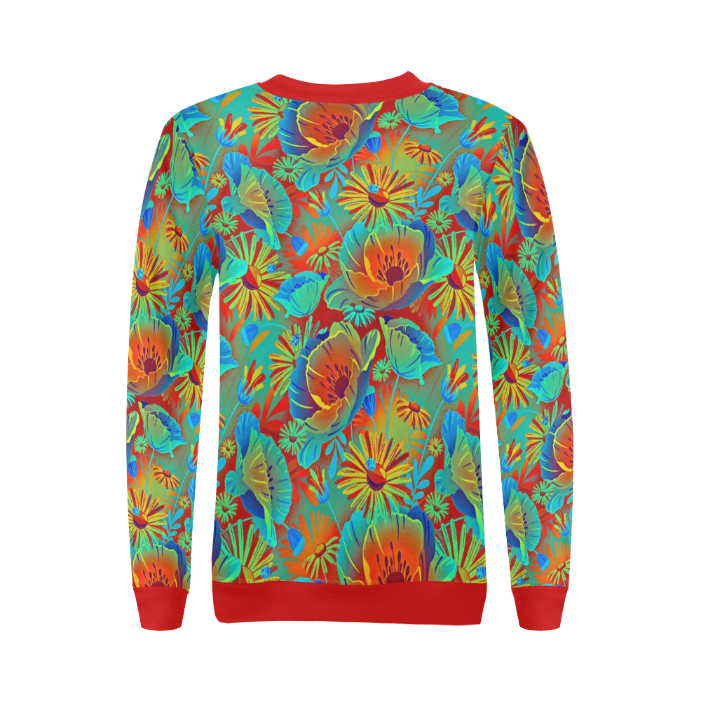 bright tropical floral All Over Print Crewneck Sweatshirt for Women (Model H18)