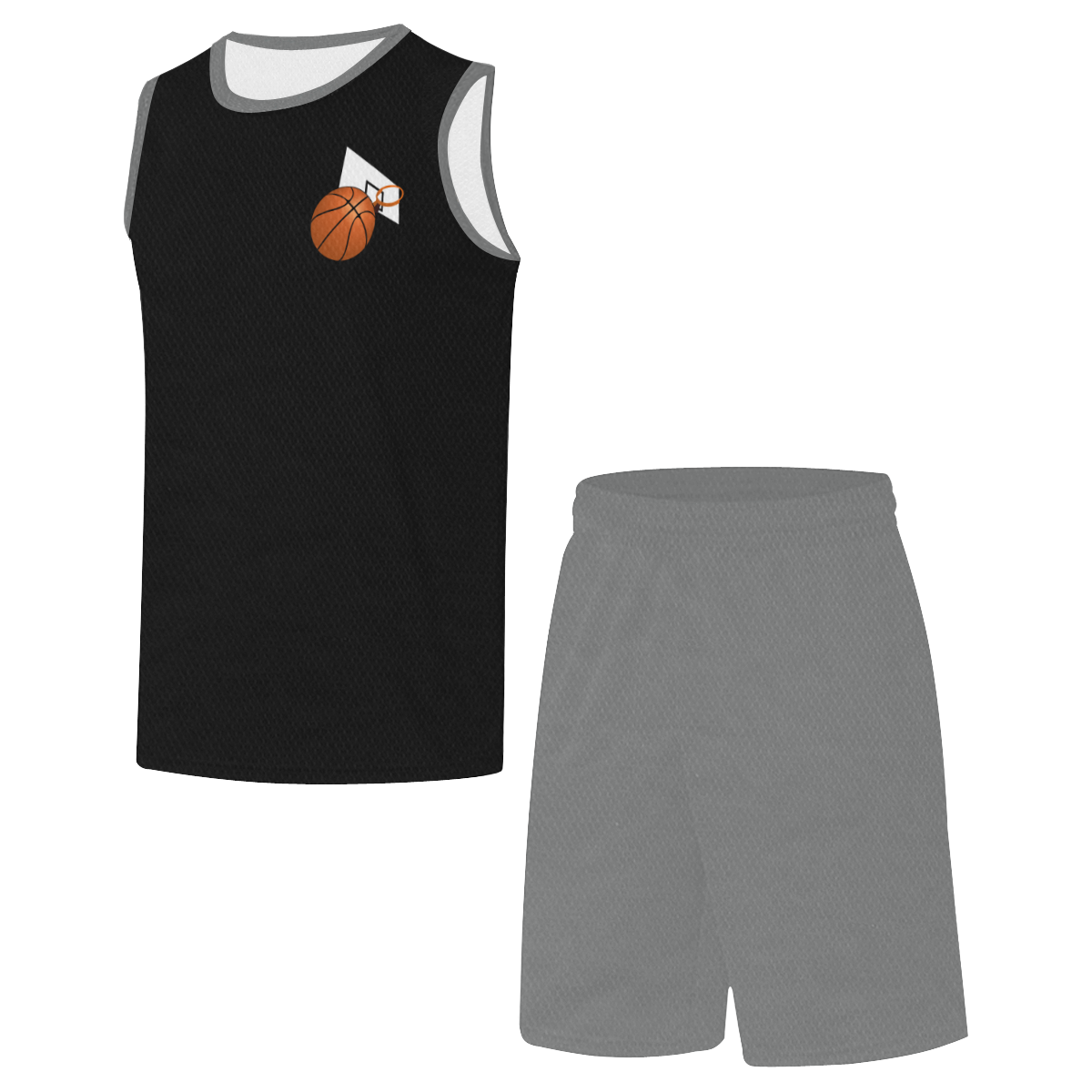 Basketball And Basketball Hoop Black and Gray All Over Print Basketball Uniform