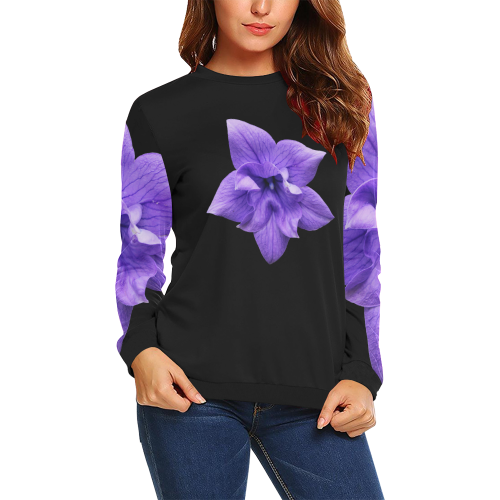 Balloon Flower All Over Print Crewneck Sweatshirt for Women (Model H18)