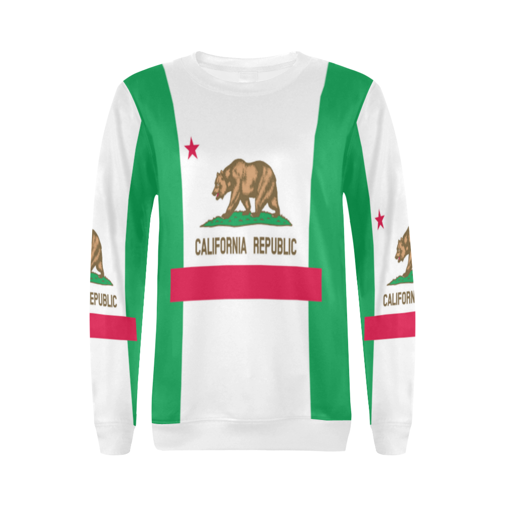 CALIFORNIA All Over Print Crewneck Sweatshirt for Women (Model H18)