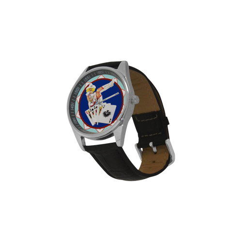 LasVegasIcons Poker Chip - Sassy Sally Men's Casual Leather Strap Watch(Model 211)