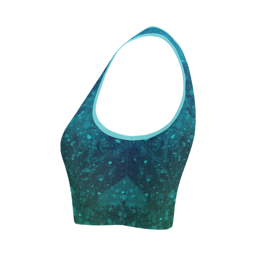 Blue and Green Abstract Women's Crop Top (Model T42)