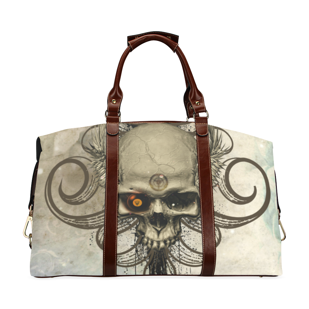Creepy skull, vintage background Classic Travel Bag (Model 1643) Remake