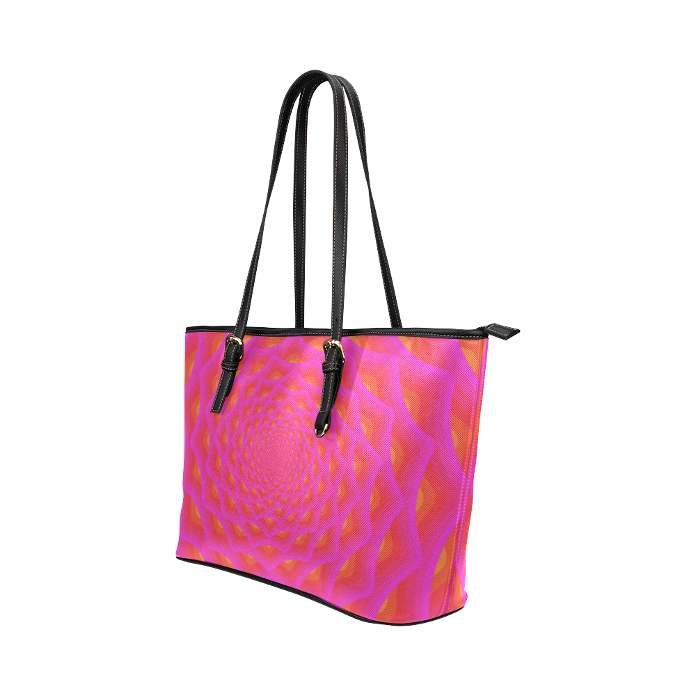 Pink net Leather Tote Bag/Large (Model 1651)