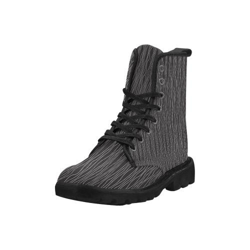 White lines Martin Boots for Women (Black) (Model 1203H)
