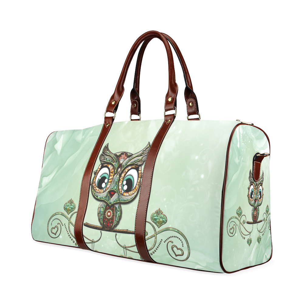 Cute little owl, diamonds Waterproof Travel Bag/Small (Model 1639)