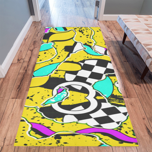 Shapes on a yellow background Area Rug 9'6''x3'3''
