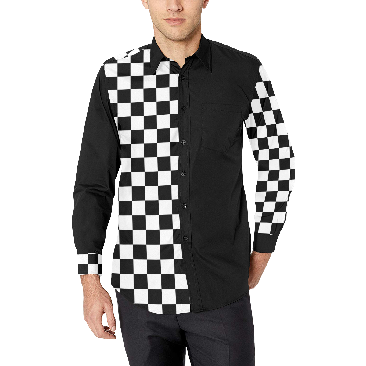 Ska Checkered Pattern by ArtformDesigns Men's All Over Print Casual Dress Shirt (Model T61)