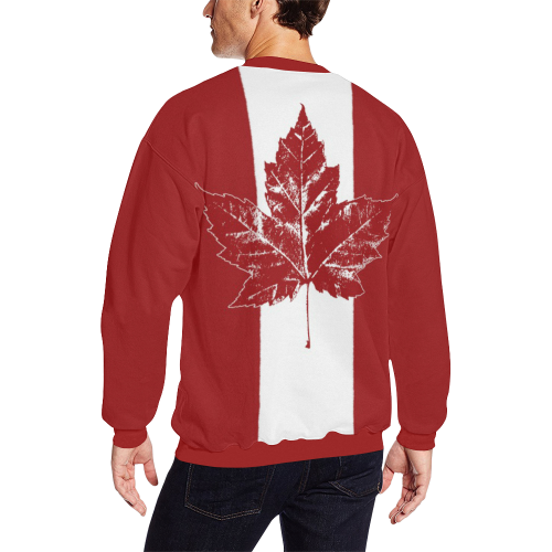 Cool Canada Flag Sweatshirts Retro Red Men's Oversized Fleece Crew Sweatshirt (Model H18)