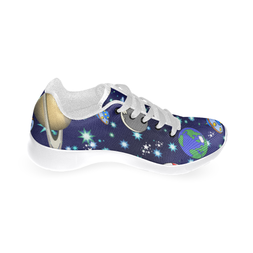 Galaxy Universe - Planets,Stars,Comets,Rockets (White Laces) Men’s Running Shoes (Model 020)