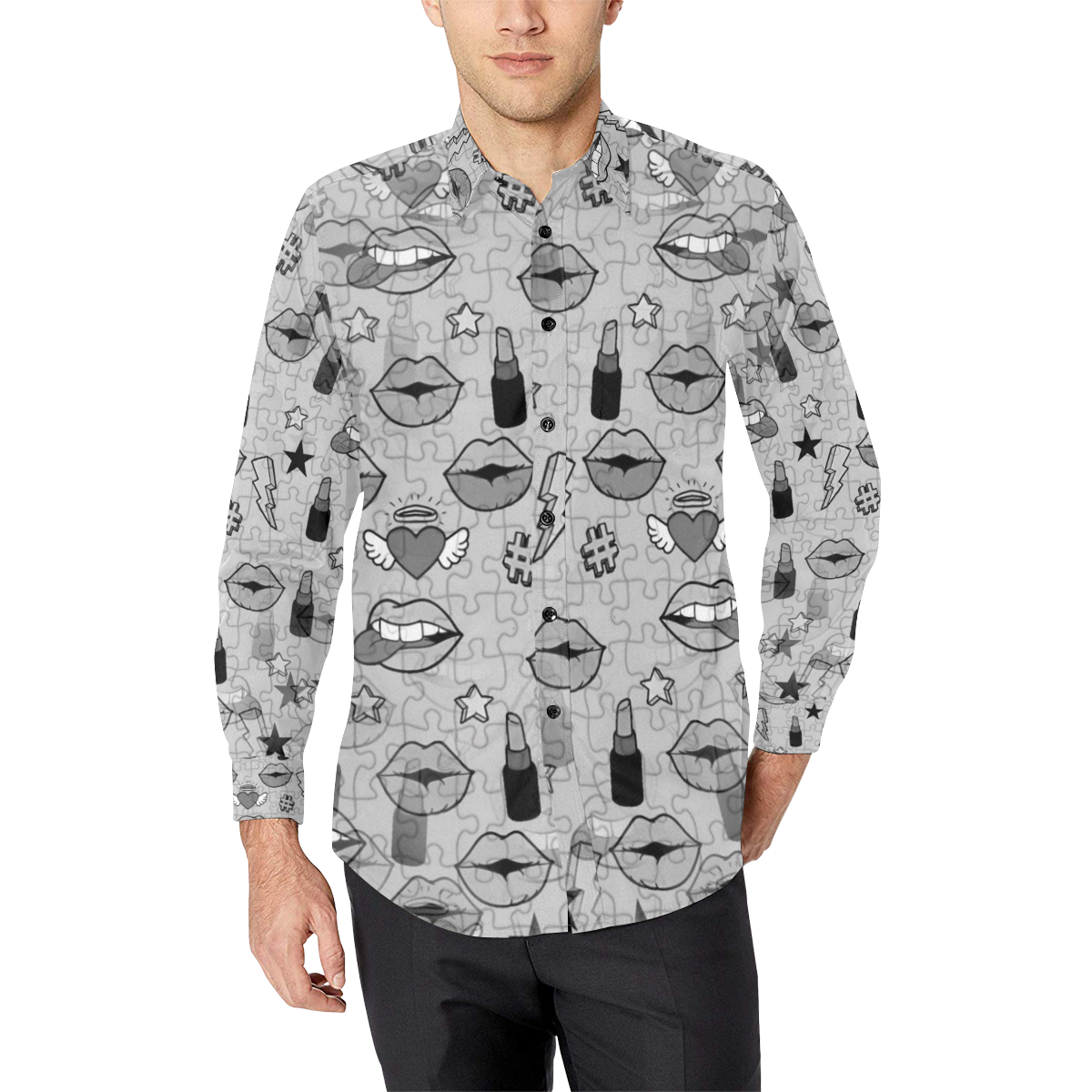 Pop by Popartlover Men's All Over Print Casual Dress Shirt (Model T61)