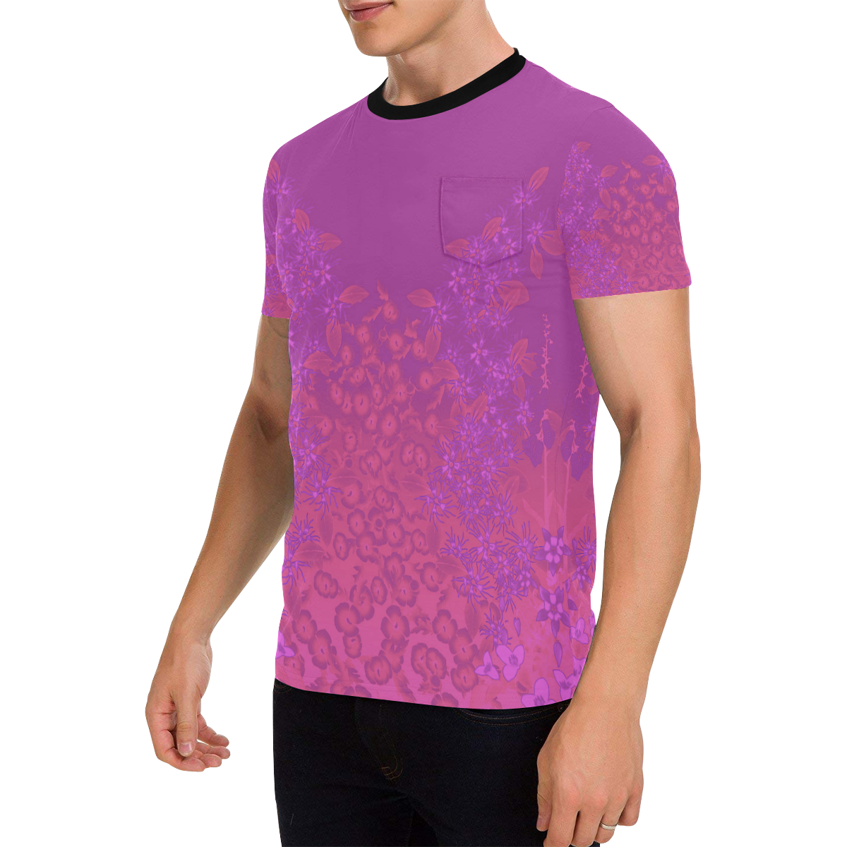 Luscious Wildflower Print by Aleta Men's All Over Print T-Shirt with Chest Pocket (Model T56)