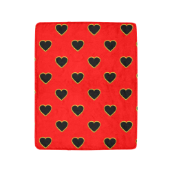 Black Valentine Love Hearts on Red Ultra-Soft Micro Fleece Blanket 40"x50"
