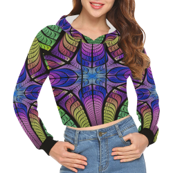 Fractal Beauty All Over Print Crop Hoodie for Women (Model H22)