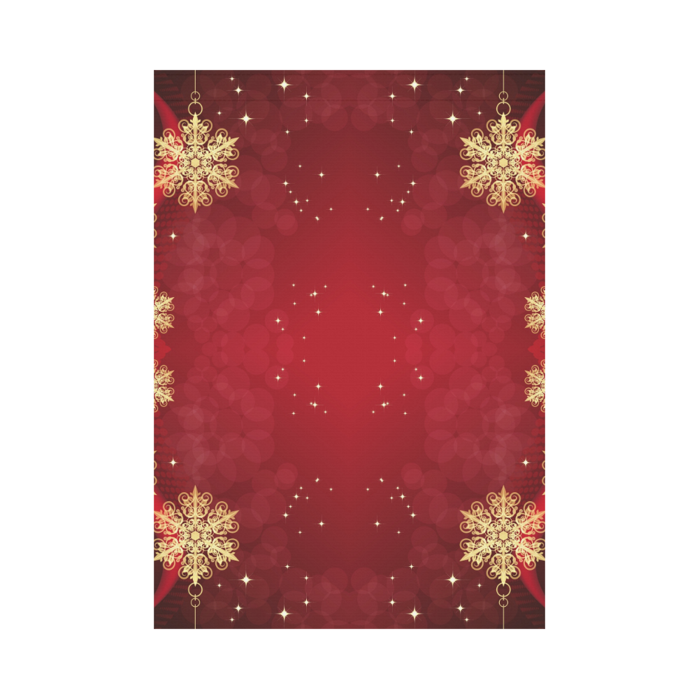 Golden Christmas Snowflake Ornaments on Red Garden Flag 28''x40'' （Without Flagpole）