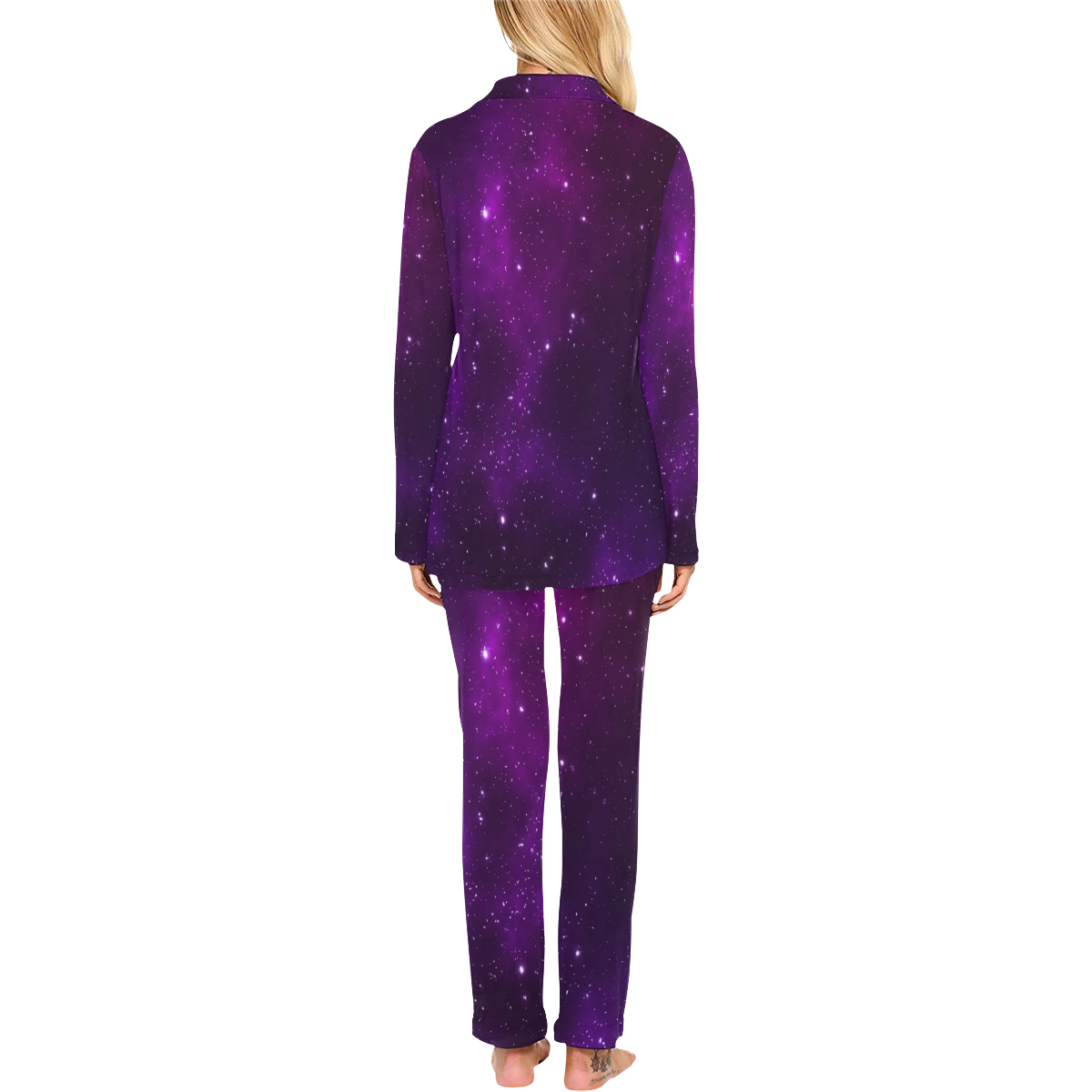 Pink Galaxy Fuchsia Universe Women's Long Pajama Set