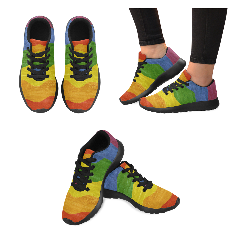 Gay Pride - Rainbow Flag Waves Stripes 3 Men’s Running Shoes (Model 020)