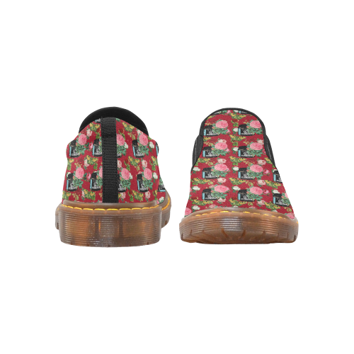vintage can floral red Martin Women's Slip-On Loafer (Model 12031)